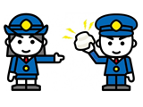職員2人が何かを指さしているイラスト